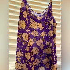 CAbi cami L purple & white floral.